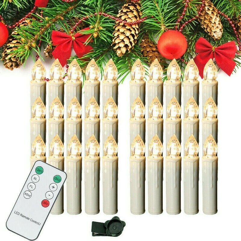 30X Kabellose LED Weihnachtskerzen Lichterkette Weihnachtsbaumbeleuchtung Party
