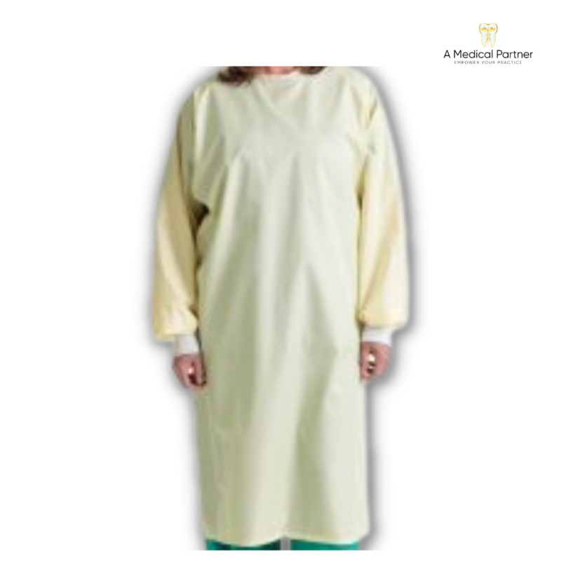 Isolation Gown Blockade Reusable Level 1 With Knit Cuffs Yellow
