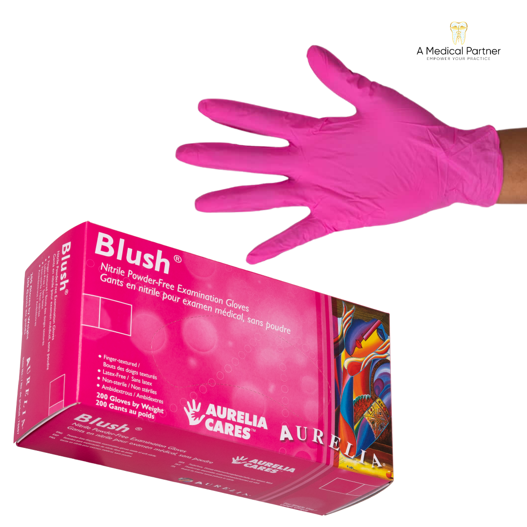 ​Aurelia Blush nitrile gloves Pink Size Medium - 200 Per Box