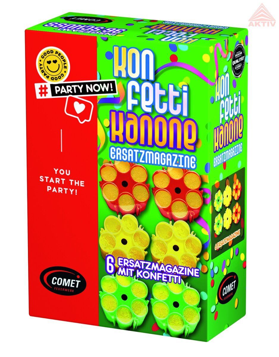 Ersatzmunition für Konfetti-Pistole 6 x 6 Schuss in Faltschachtel Ersatzmunition für Konfetti-Pistole 6 x 6 Schuss in Faltschachtel