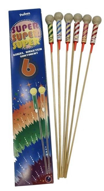 Super 6 Kugelraketen Mix 40mm Karton
