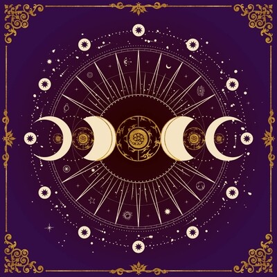 Lenormand / Tarot Tuch Mondphase Violett Lenormand / Tarot Tuch Mondphase Violett