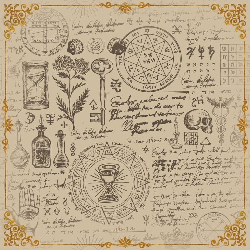 Lenormand / Tarot Tuch Hexenküche Beige