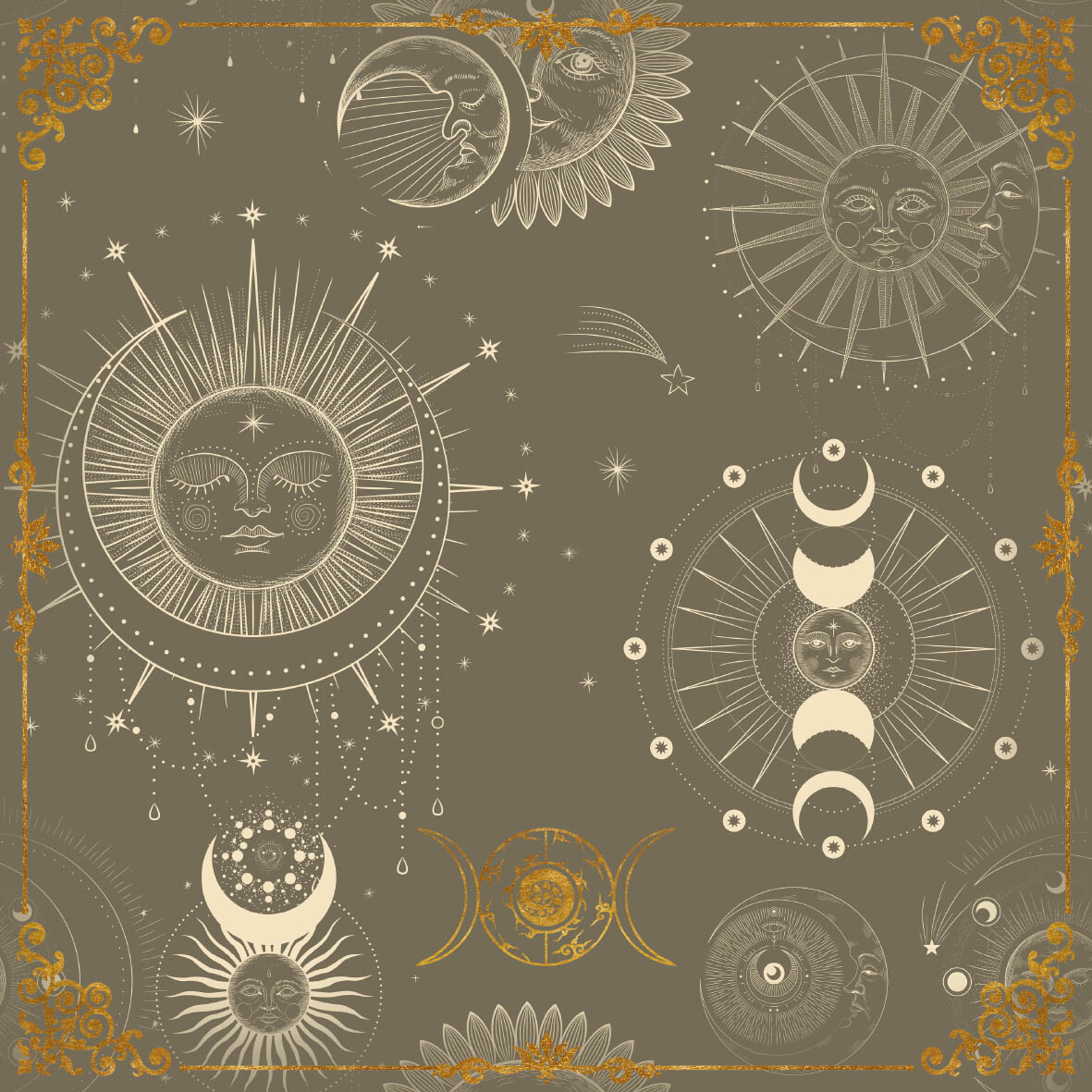 Lenormand / Tarot Tuch Sonne-Mond Symbole