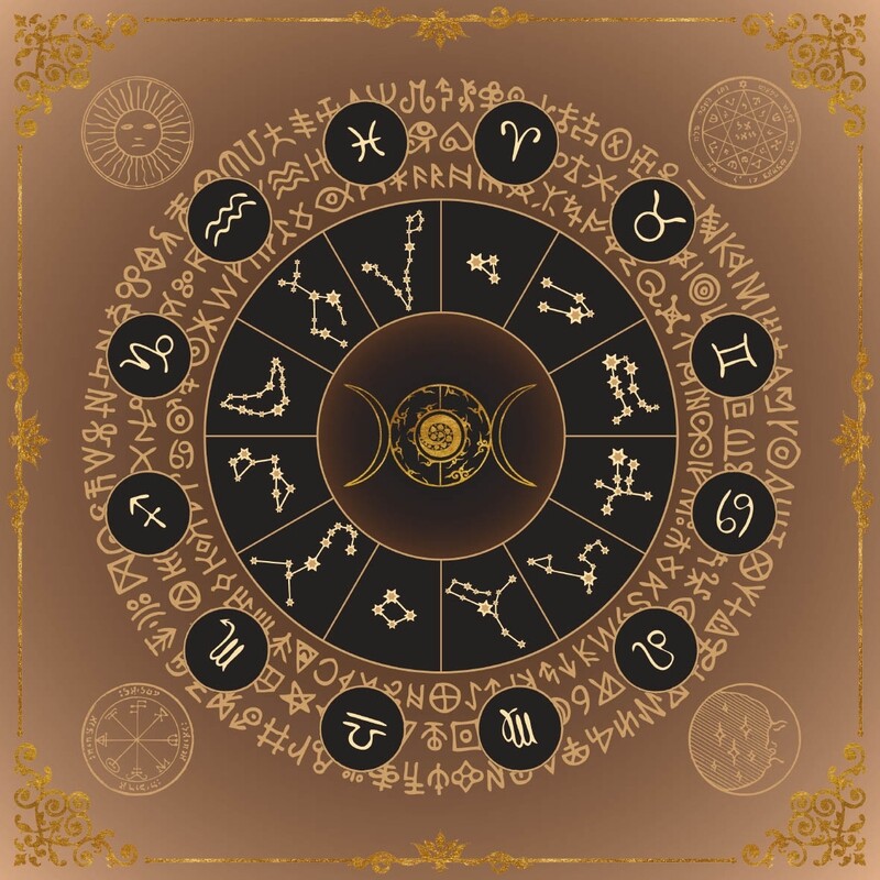 Lenormand / Tarot Tuch Sternzeichen-Kreis