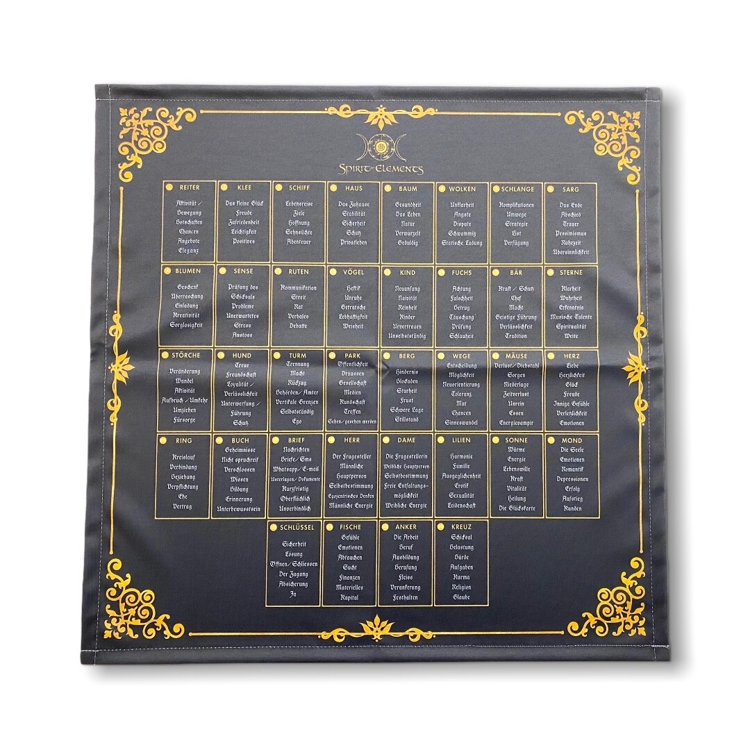 Lenormand Häuserschablone 8er Tafel Tuch 60x60 cm / umsäumt