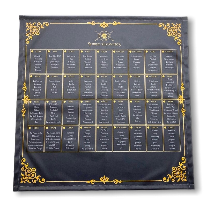 Lenormand Häuserschablone 9er Tafel Tuch 60x60 cm / umsäumt Lenormand Häuserschablone 9er Tafel Tuch 60x60 cm / umsäumt