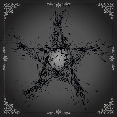 Lenormand & Tarot Tuch / Black-Silver Line Bloody Pentagram