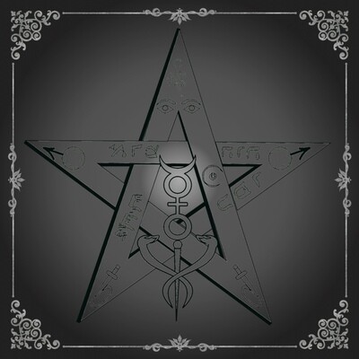 Lenormand & Tarot Tuch / Black-Silver Line Pentagram Mystic