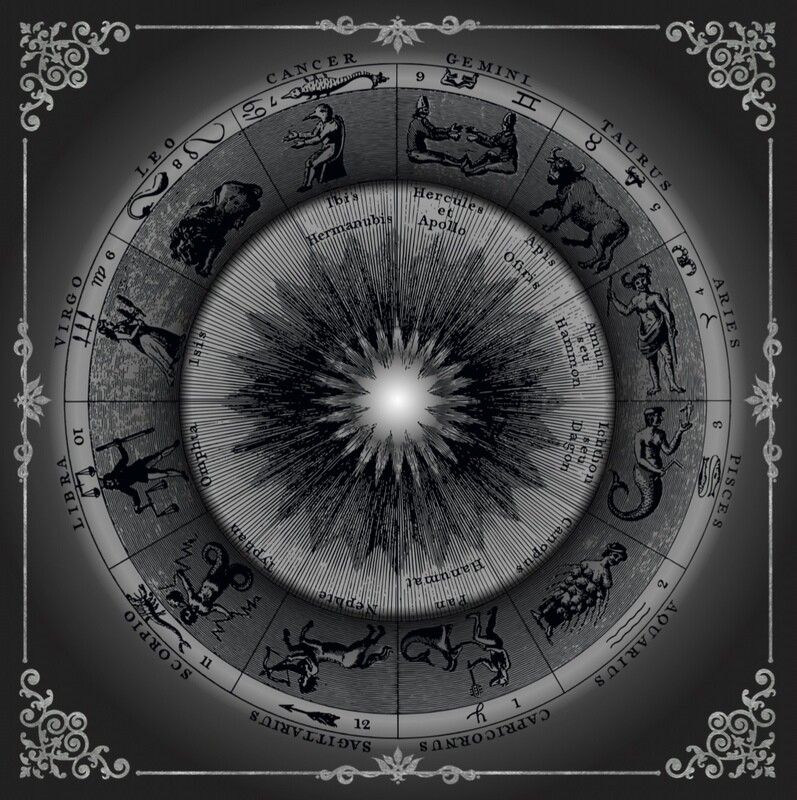 Lenormand & Tarot Tuch / Black-Silver Line Astro Mystic