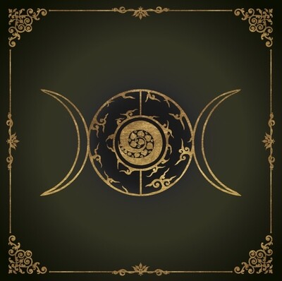 Lenormand / Tarot Tuch Dreier-Mond Grün Lenormand / Tarot Tuch Dreier-Mond Grün
