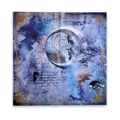 Lenormand & Tarot Tuch / Mond Aquarell