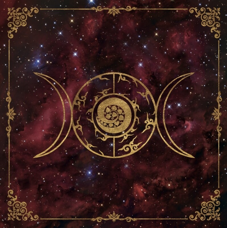 Lenormand / Tarot Tuch Dreier-Mond Red Stardust