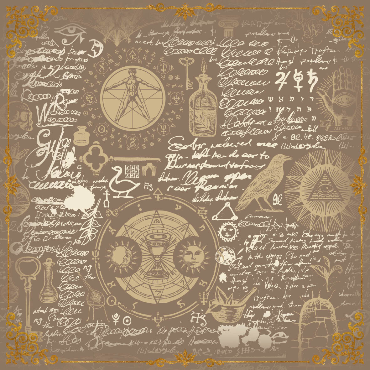 Lenormand / Tarot Tuch Magische-Symbole