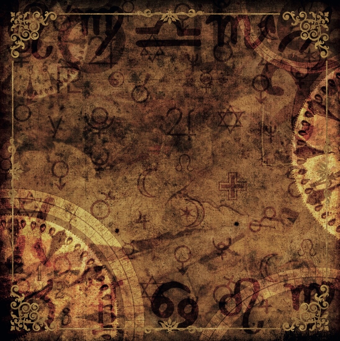 Lenormand / Tarot Tuch Mystic-Clock Sand-Gold