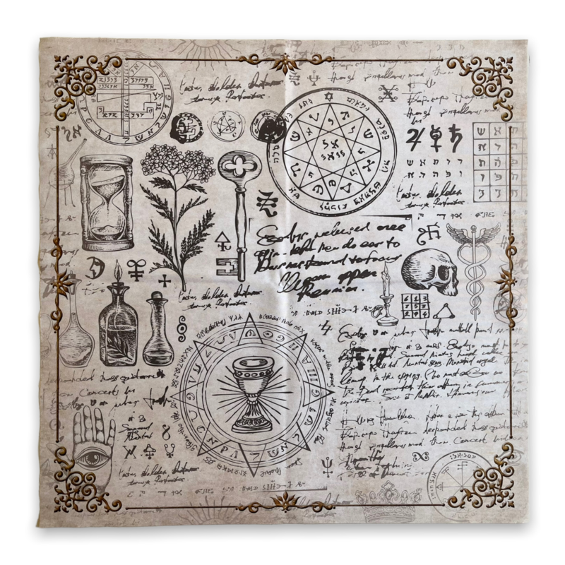 Lenormand / Tarot Tuch Hexenküche 3D Gold Papyrus