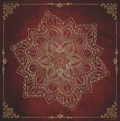 Tarot Tuch / Golden Mandala Elements Red Antique Tarot Tuch / Golden Mandala Elements Red Antique