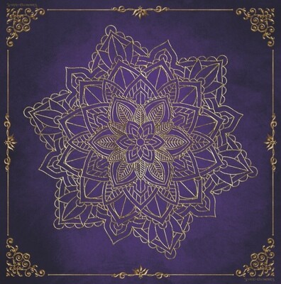Tarot Tuch / Golden Mandala Elements Violett Antique Tarot Tuch / Golden Mandala Elements Violett Antique