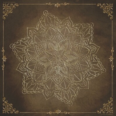 Tarot Tuch / Golden Mandala Elements Brown Antique Tarot Tuch / Golden Mandala Elements Brown Antique