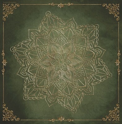 Tarot Tuch / Golden Mandala Elements Green Antique Tarot Tuch / Golden Mandala Elements Green Antique