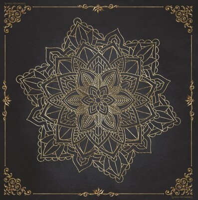 Tarot Tuch / Golden Mandala Elements Black Antique Tarot Tuch / Golden Mandala Elements Black Antique