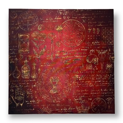Lenormand / Tarot Tuch Hexenküche Elements Antique Red