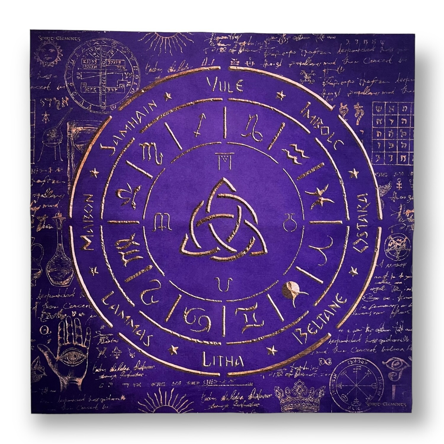 Lenormand / Tarot / Altar Tuch Jahreskreis Elements Antique Violett