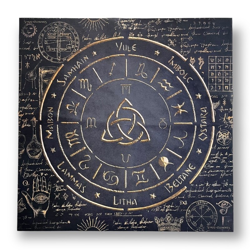 Lenormand / Tarot / Altar Tuch Jahreskreis Elements Antique Black
