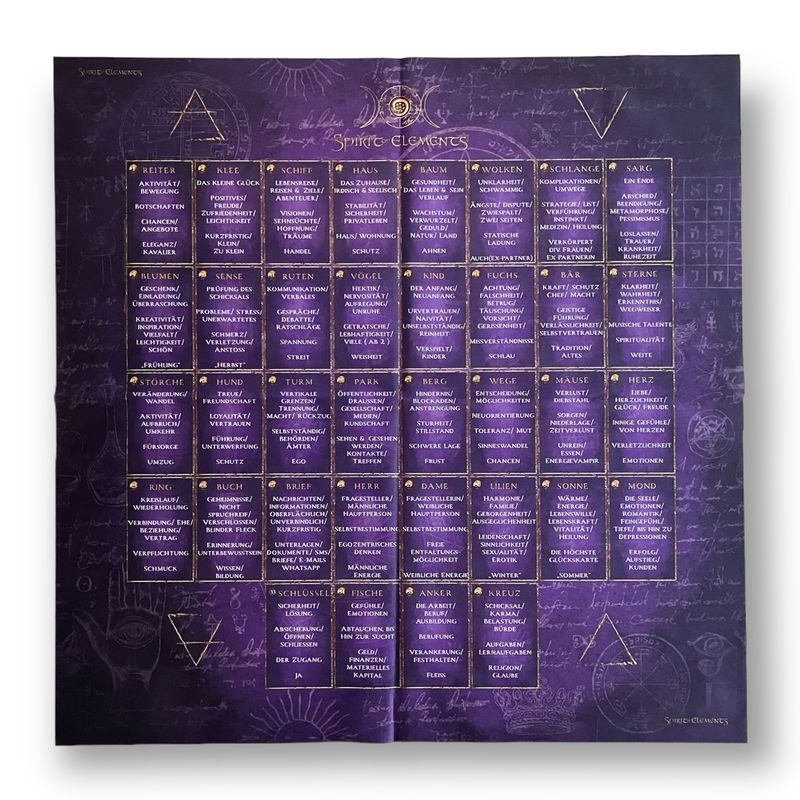 Lenormand Häuserschablone Tuch Elements / Violett Antique Lenormand Häuserschablone Tuch Elements / Violett Antique