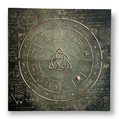 Lenormand / Tarot / Altar Tuch Jahreskreis Elements Antique Green