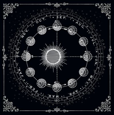 Lenormand & Tarot Tuch / Black-Silver Line Jahreszyklus Lenormand & Tarot Tuch / Black-Silver Line Jahreszyklus