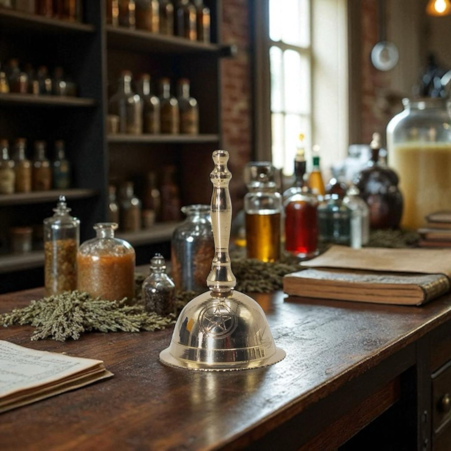 Kleine Altarglocke aus Messing Vintage– Pentagramm Kleine Altarglocke aus Messing Vintage– Pentagramm