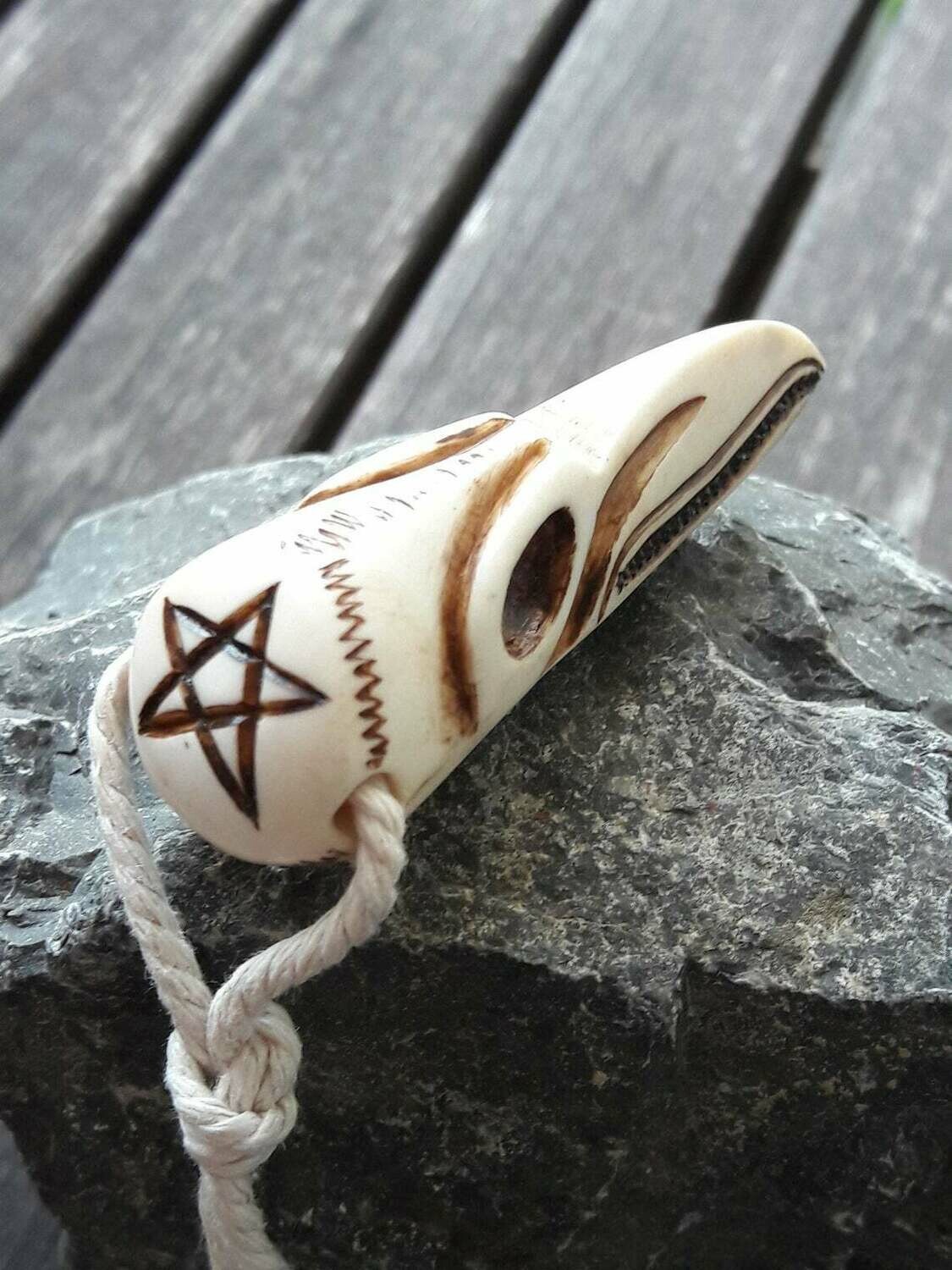 Raven Skull Amulet with Pagan Symbol – Pentagram