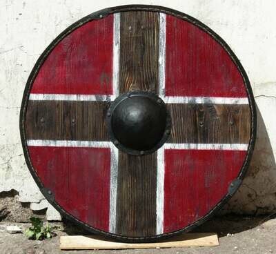 Viking Round Shield, Fully Functional Battle Shield Replica with Ancient look, D. 80 cm.