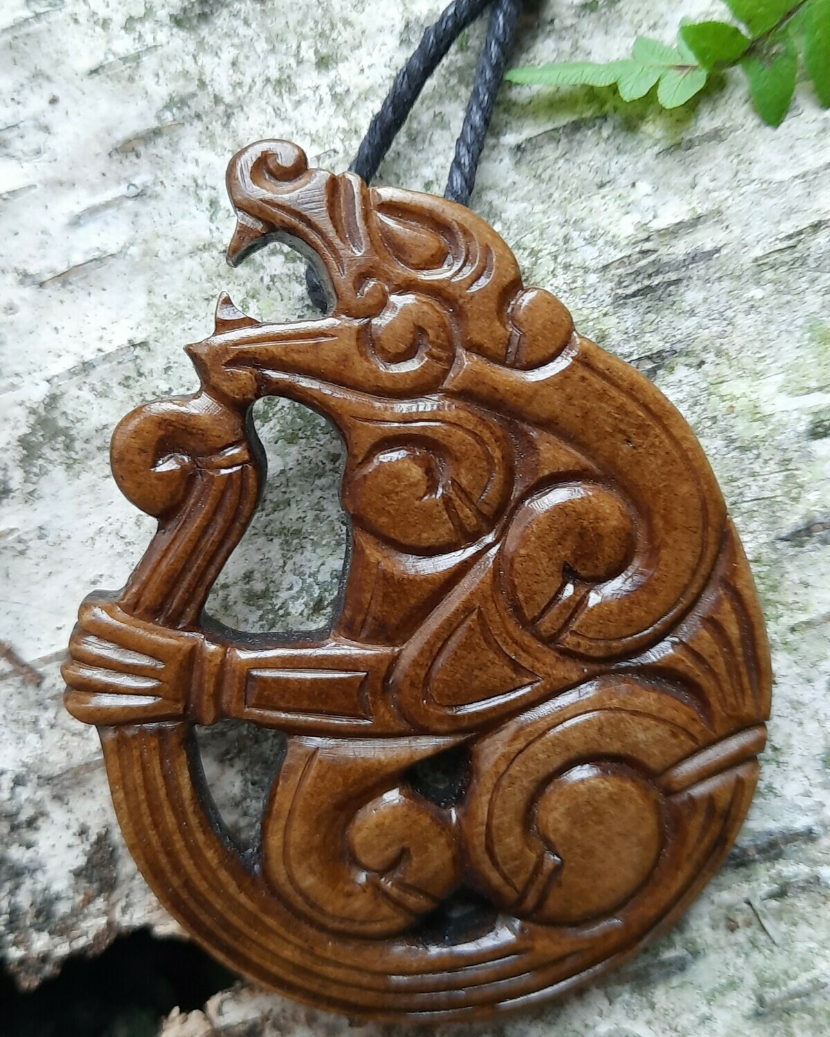 Borre Style Viking Berseker Protection Amulet, Antlers Hand-Carved