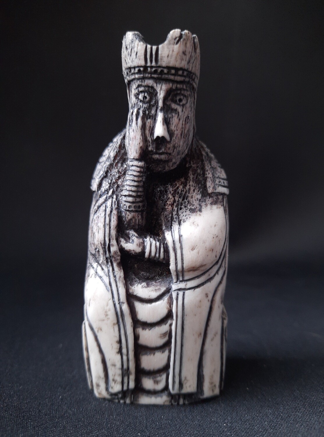 Lewis Chessmen, the Queen, Hand-Carved, Moose Antlers