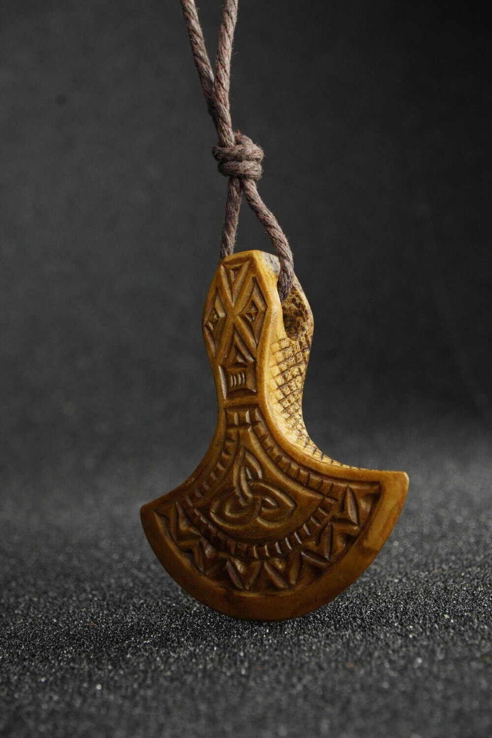Mjolnir, Norse God Thor Hammer Pendant, Antlers Hand-Carved