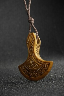 Mjolnir, Norse God Thor Hammer Pendant, Antlers Hand-Carved