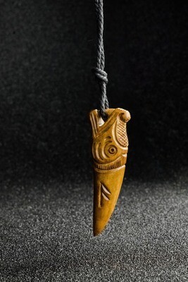 Dragon Tooth Viking Amulet with Odin Rune, Antlers Hand Carved