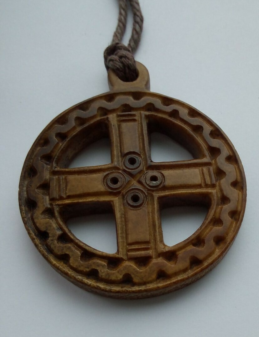 Handmade Viking / Celtic Cross, Solar Amulet, Antlers Hand-Carved