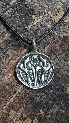 Odin with Ravens Huginn & Muninn Viking Amulet in Silver, Hand Forged