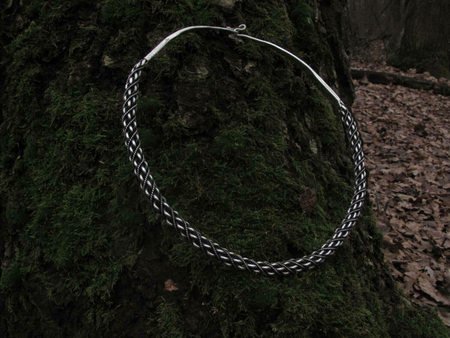 Viking Denmark Type Twisted Torque / Neck Ring, Silver, Handmade