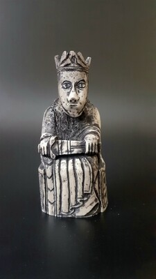 Handmade Lewis Chessmen, the King, Hand-Carved Antique Chess Piece Replica, Moose Antlers