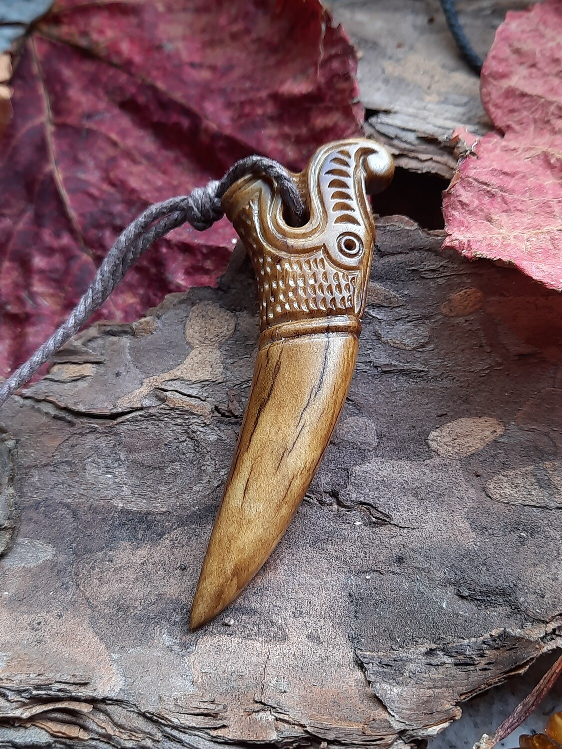 Viking Drakkar Pendant, Antlers Hand Carved