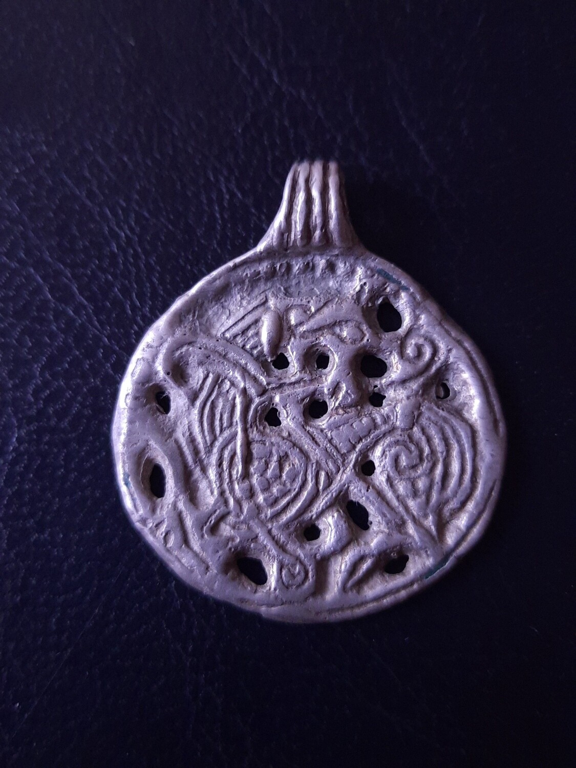 Viking Silver Pendant with Mythological Beast, Handmade
