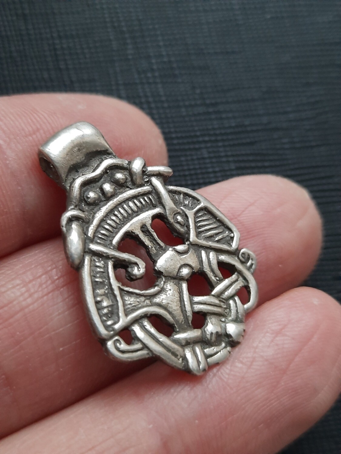 Handmade Norse Necklace of Thor fishing for Jörmungandr, Silver, Hand-Forged