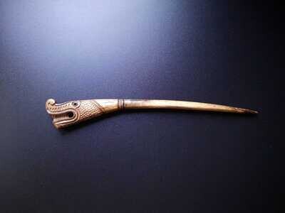 Shieldmaiden Bone Hair Pin with Norse Dragon, Handmade