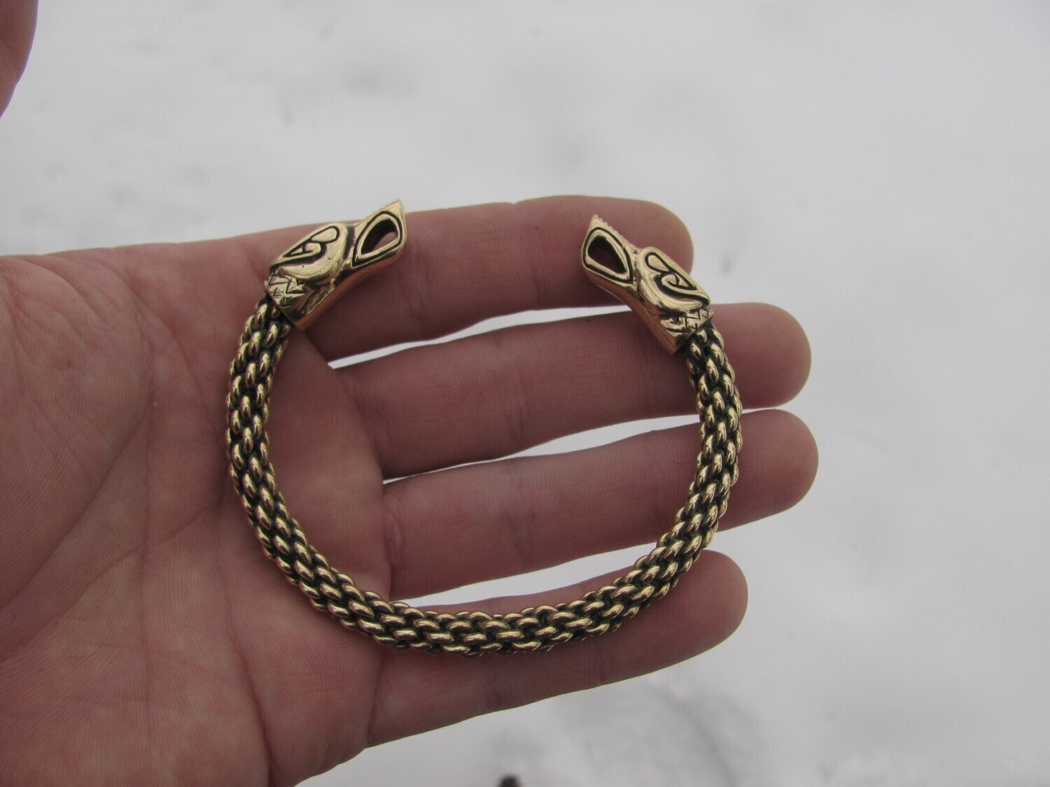 Handmade Bracelet / Oath Ring 8 Rods with Odin's Wolves, Brass
