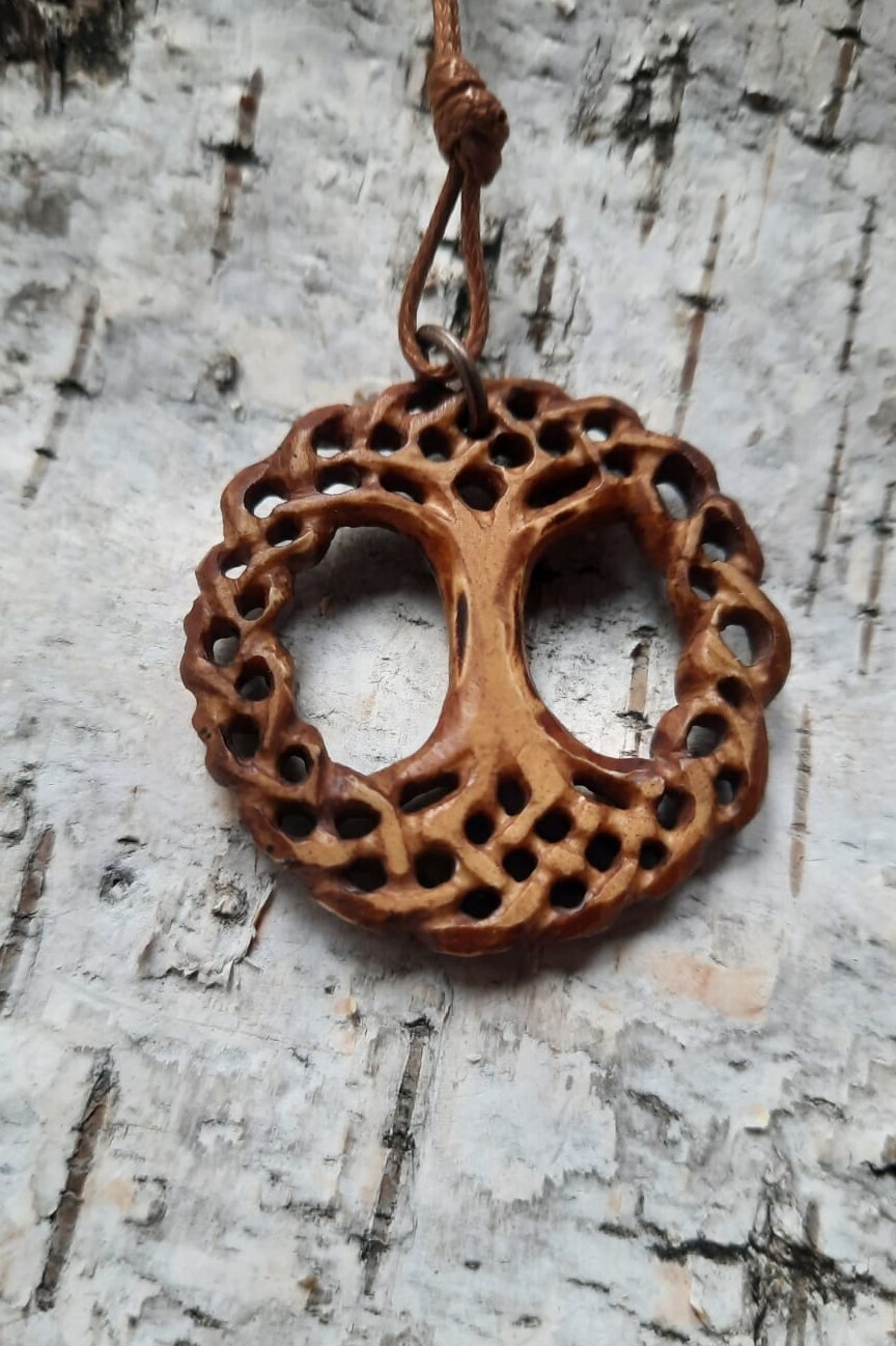 Viking Yggdrasil Necklace / Amulet, Hand-carved, Antlers