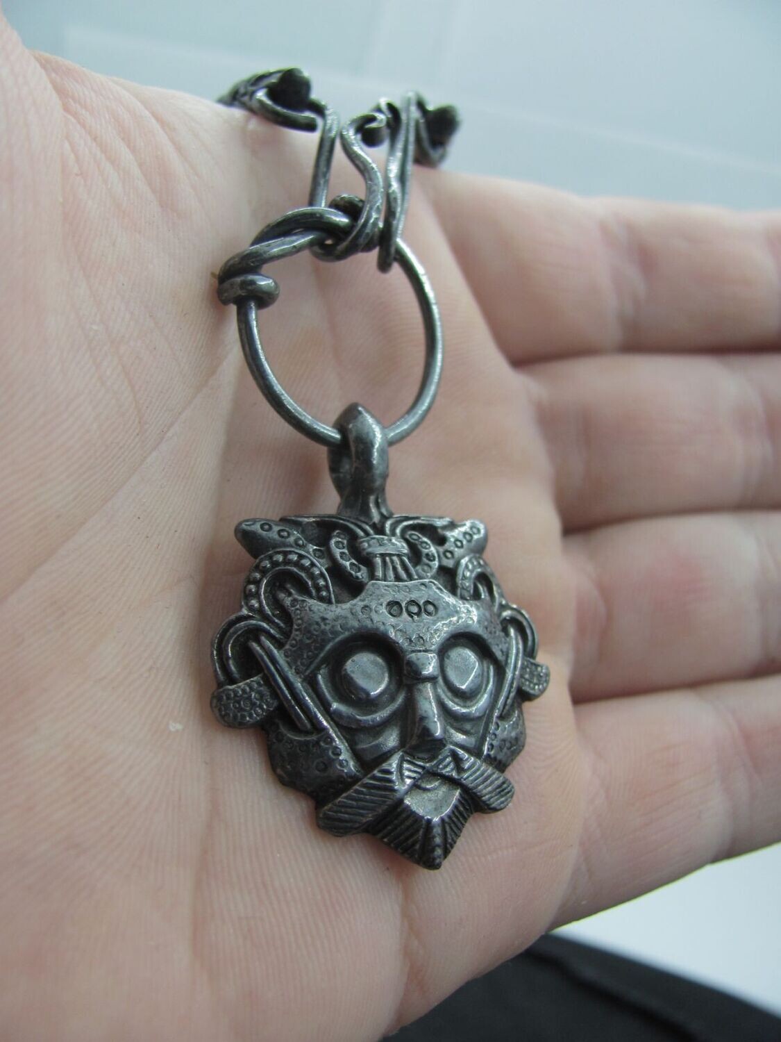 Odin's Scary Mask Pendant - Amulet Gnezdovo, Silver
